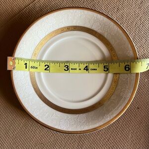 VTG Mikasa Fine China Antique Lace L5531 Saucer 6.25” Ivory Floral w/ gold trim